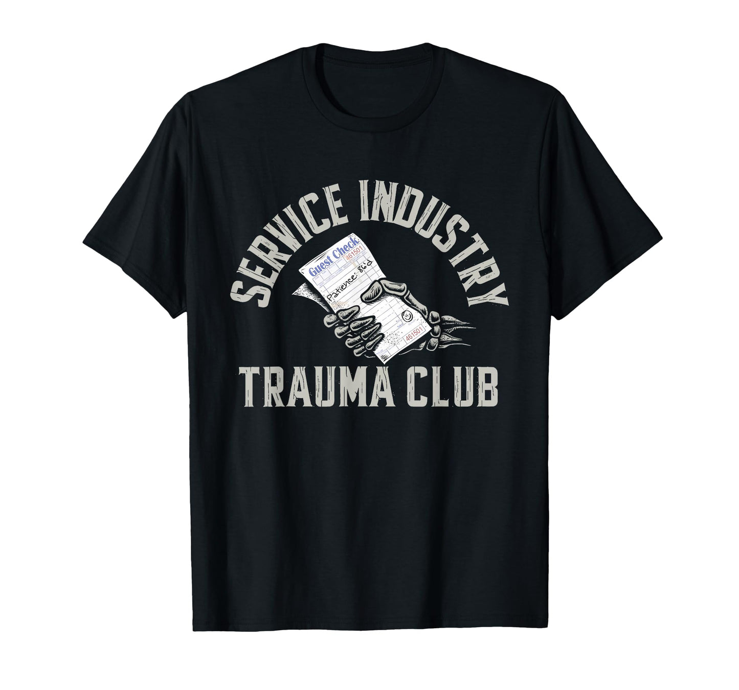 Service Industry Trauma Club Funny Server Bartender Skeleton T-Shirt