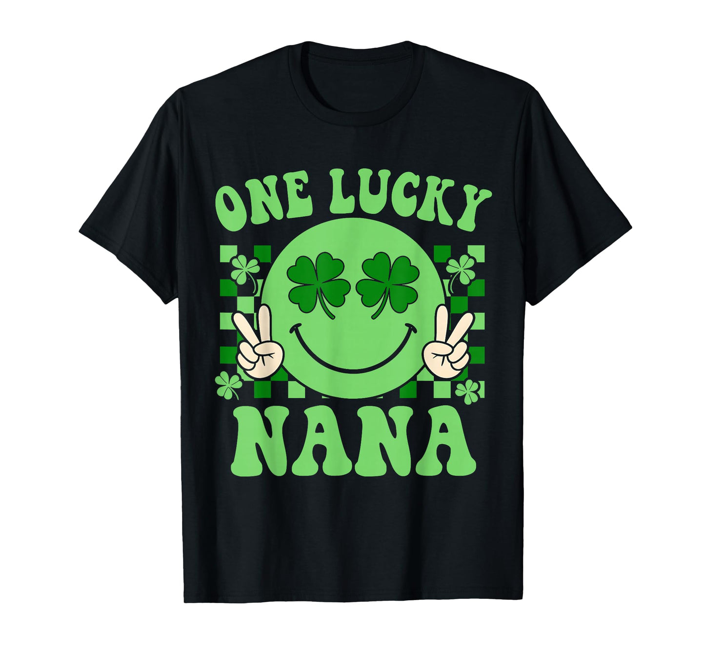 St Patricks Day Family Matching Groovy Retro One Lucky Nana T-Shirt