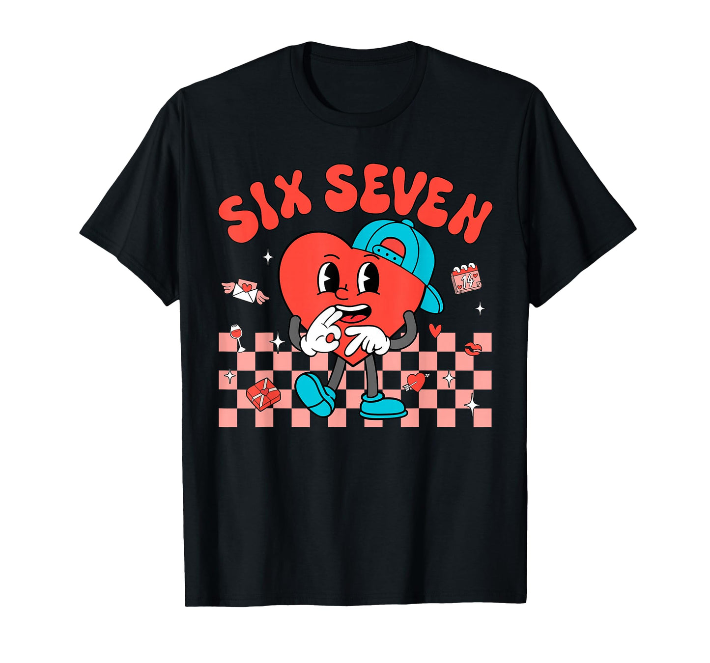 Valentine’s Day Funny 67 Meme Six Seven 6 7 Valentine Hearts T-Shirt