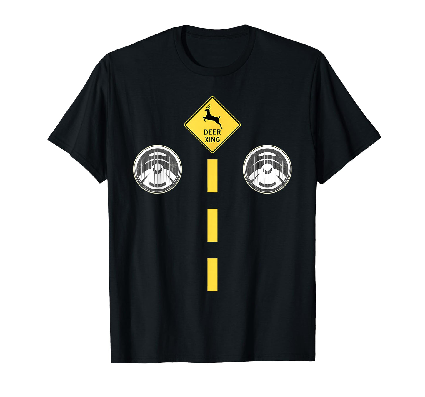 Deer Headlights with Road Markings Couples Costume Halloween T-Shirt