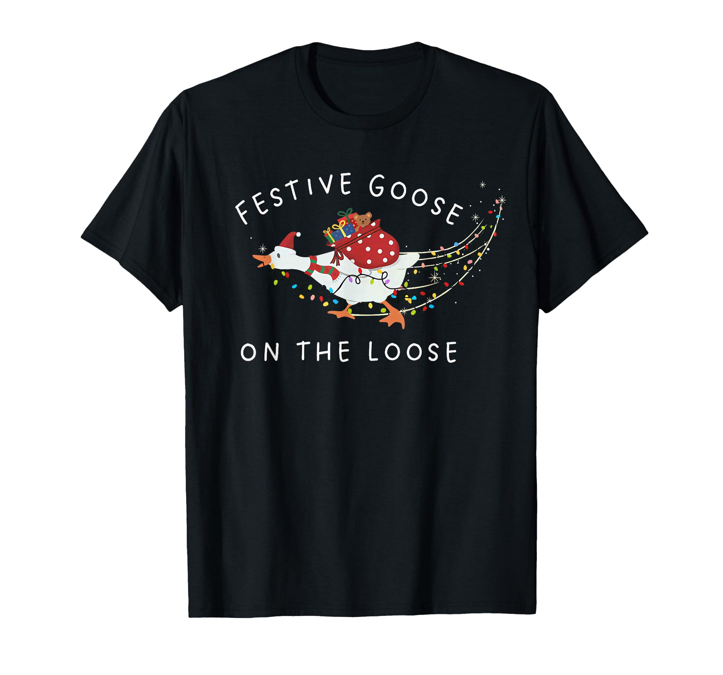 Festive Goose On The Loose Funny Goosemas Christmas Pajama T-Shirt