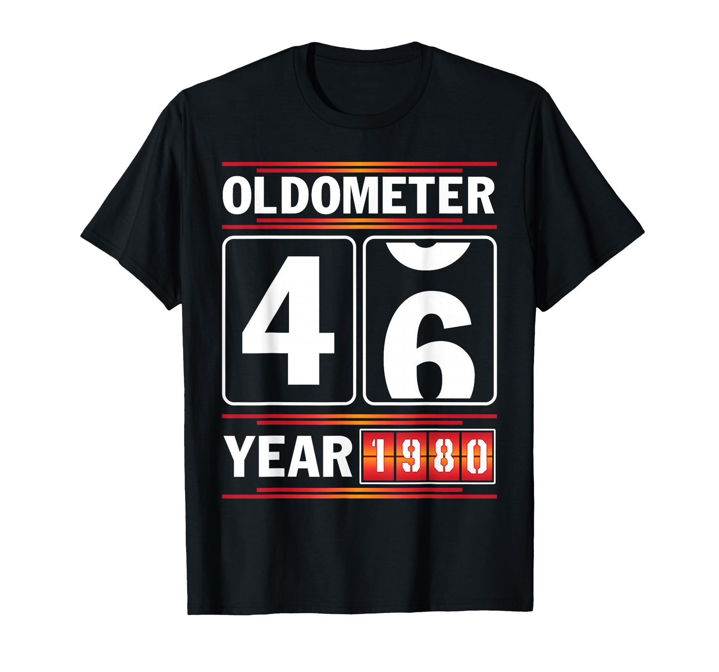 Oldometer Turning 46 Year Old Born in 1980 Vintage Birthday T-Shirt
