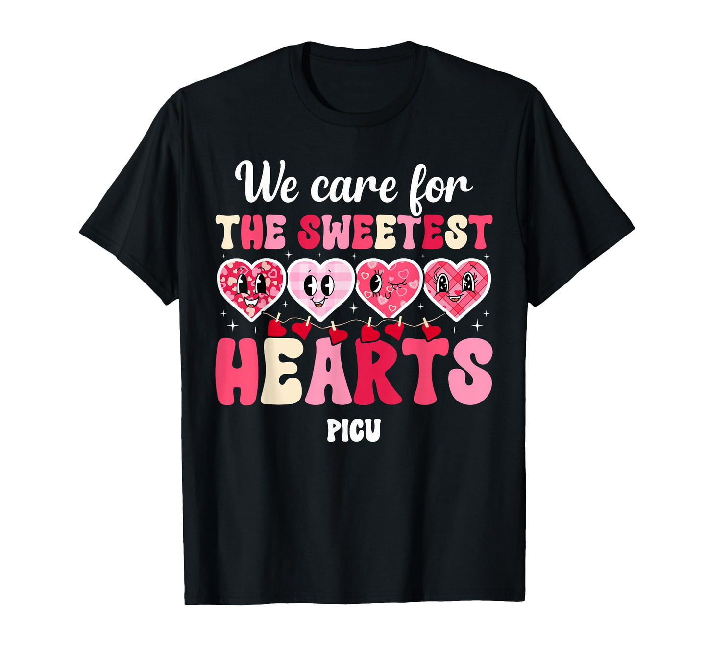 Groovy PICU Valentine PICU Nurse Valentines Day PICU Nursing T-Shirt