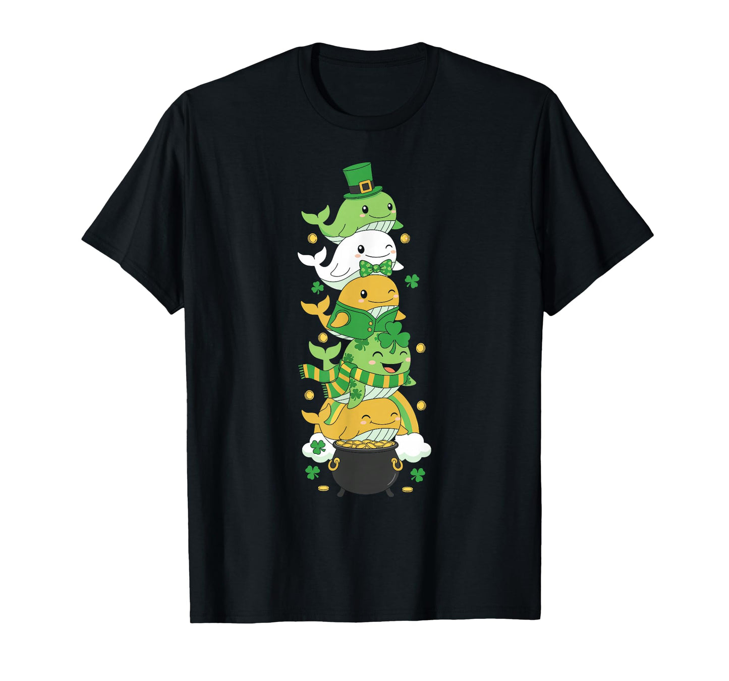 Funny Whale Clover St Patricks Day Womens Mens Kids T-Shirt