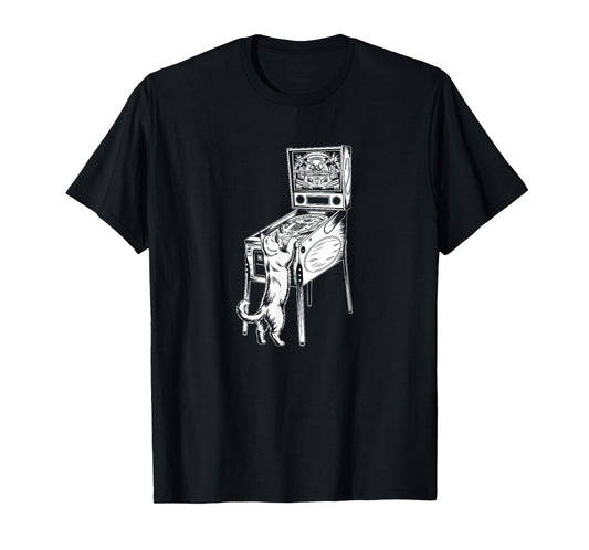 Pinball Player and Cat Lover, Arcade Gamer T-Shirt