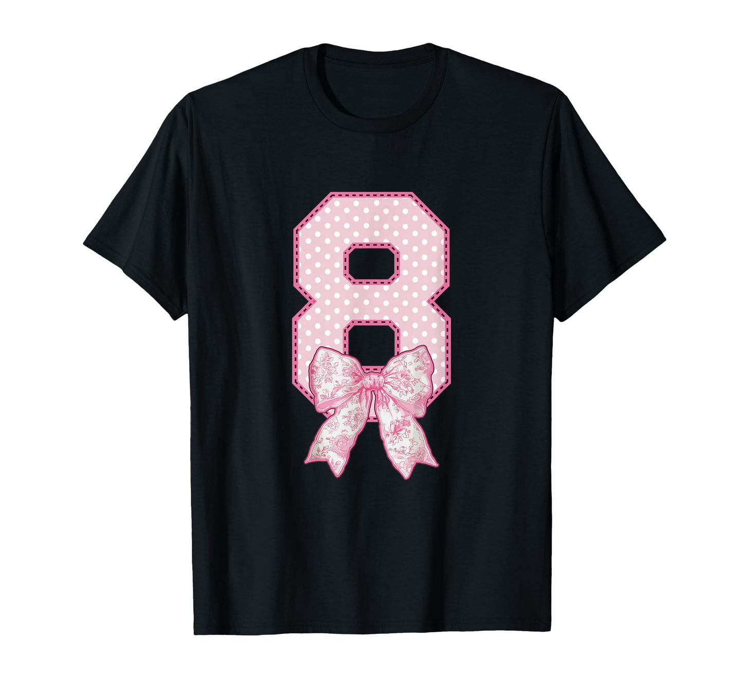 8th Birthday Shirts for Girls Coquette Bow Eight 8 Year Old T-Shirt