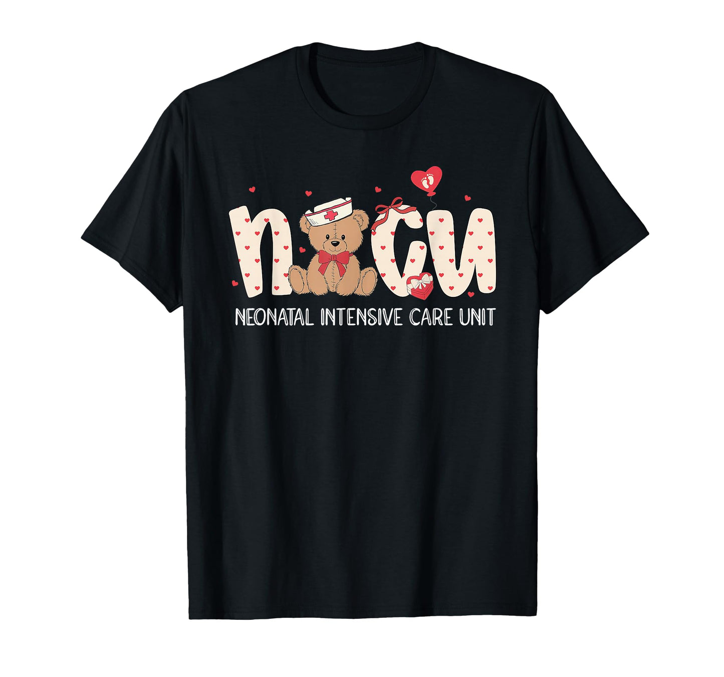 NICU Nurse Valentines Cute Bear Neonatal Intensive Care Unit T-Shirt