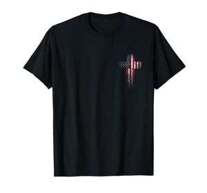 American USA Flag Christian Cross T-Shirt