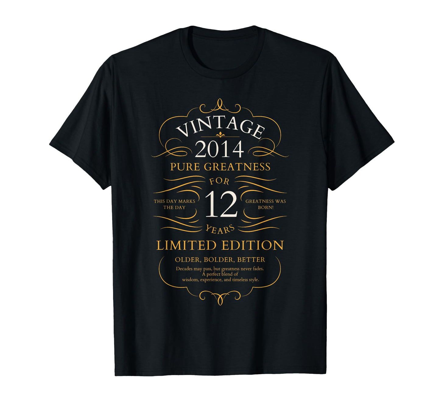 Vintage 2014 12th Birthday 12 Years Old Boys Girls Bday T-Shirt