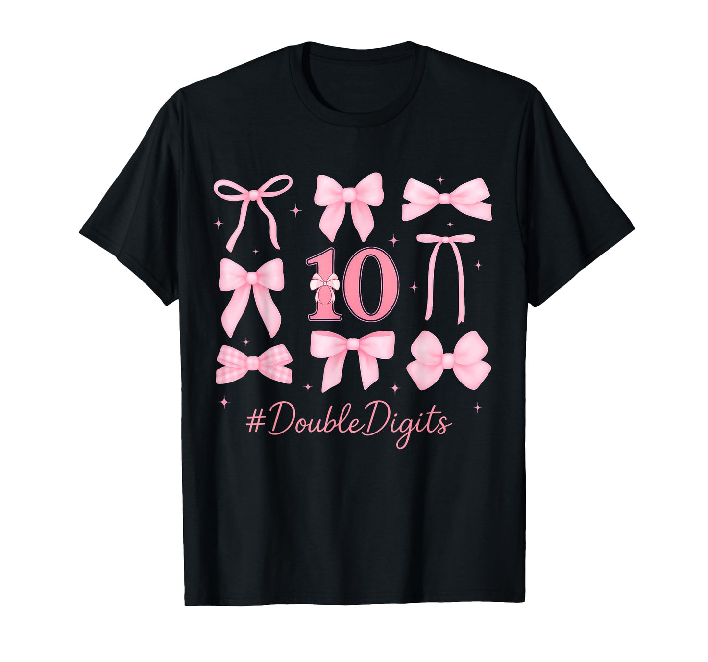 10th Birthday Coquette Bow Double Digits Birthday Girl Kids T-Shirt