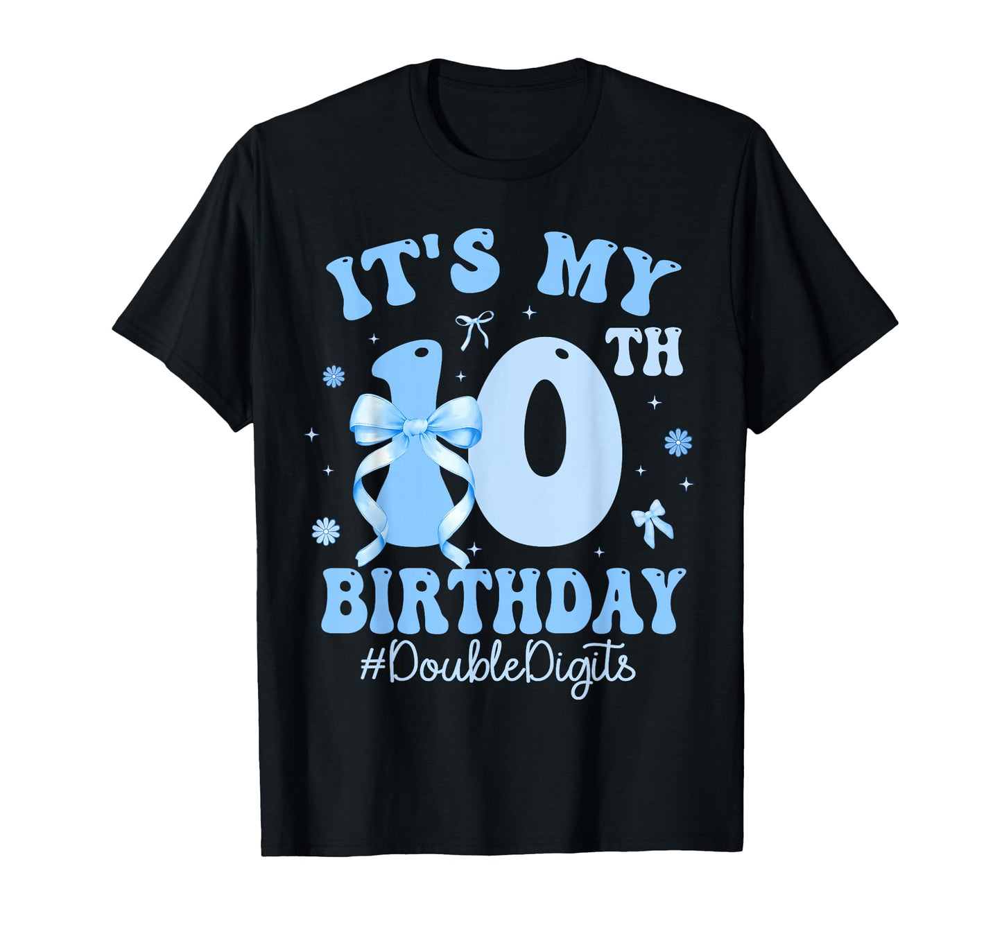 It's My 10th Birthday Girl Coquette Bow Blue 10 Year Old T-Shirt