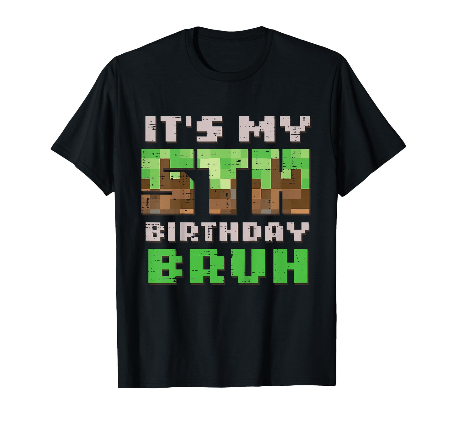 Kids Its My 5th Birthday Bruh Pixel Gamer 5 Bday Gaming Boys Kids T-Shirt