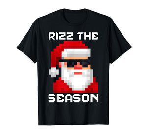 Rizz The Season Christmas Game Pixel Santa Men Boys Teen Pjs T-Shirt