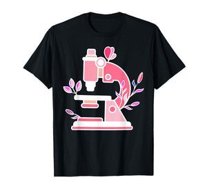 Lab Science Floral Microscope Biologist Science Valentines T-Shirt