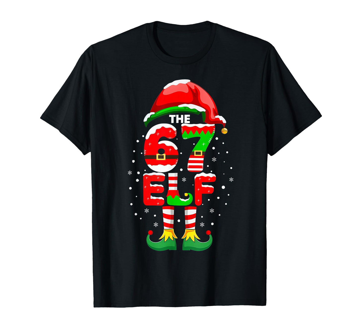 The 67 Elf Christmas Funny 6 7 Six Seven Meme Matching Xmas T-Shirt