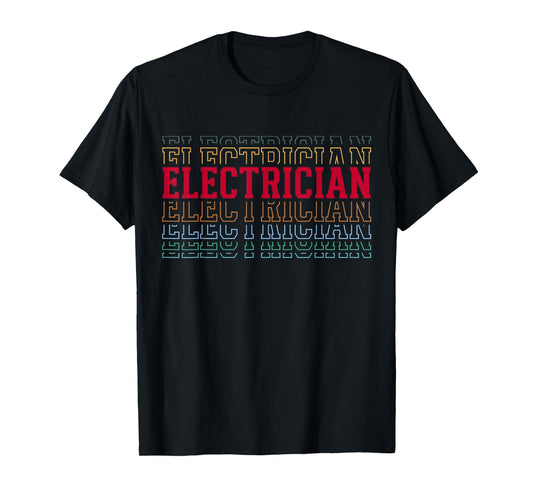 Electrician Funny Retro Layered Text Technician Men T-Shirt