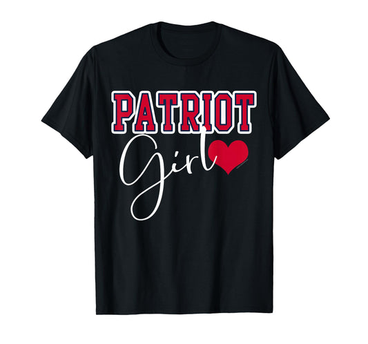Patriot Girl Cute Heart Shape Womens T-Shirt