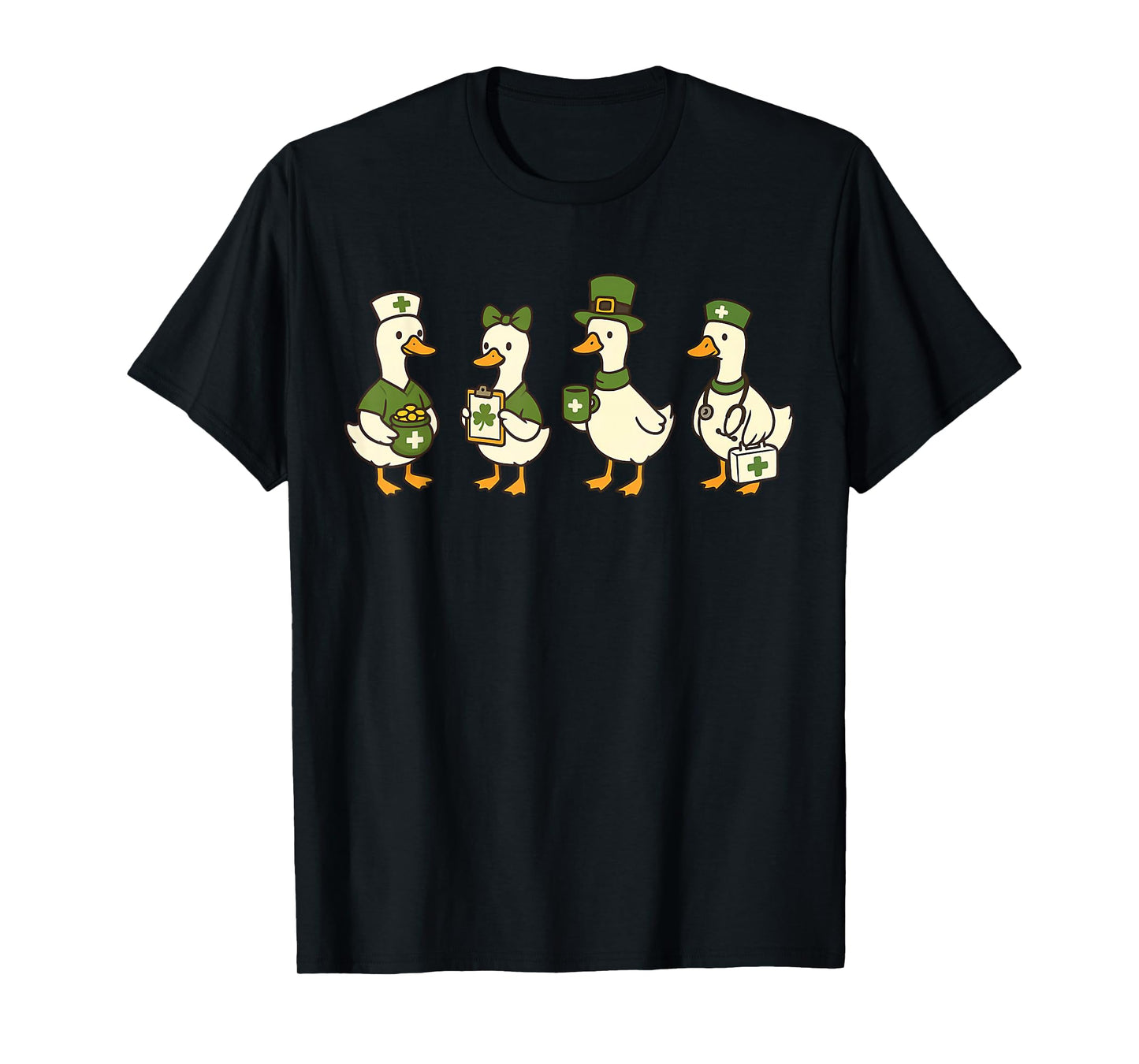 St Patricks Day Goose Registered Nurse RN Nursing Shamrock T-Shirt