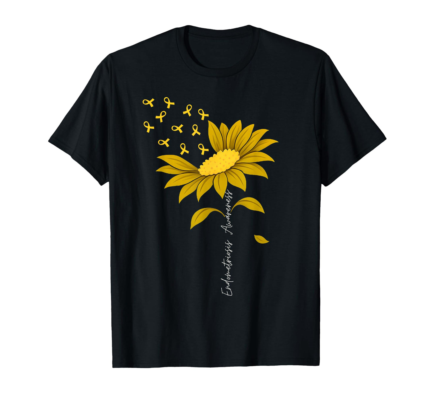 Endometriosis Awareness Month Sunflower Yellow Ribbon T-Shirt