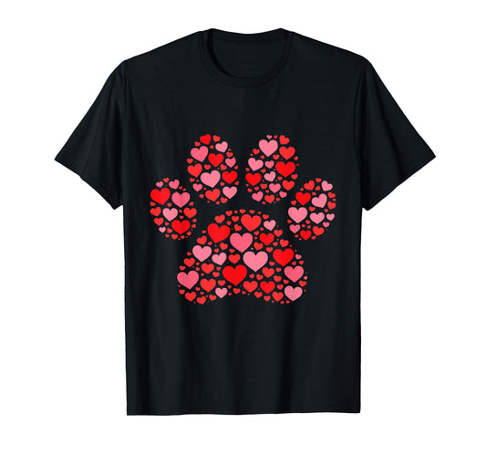 Valentines Day Cat Paw Print Cute T-Shirt