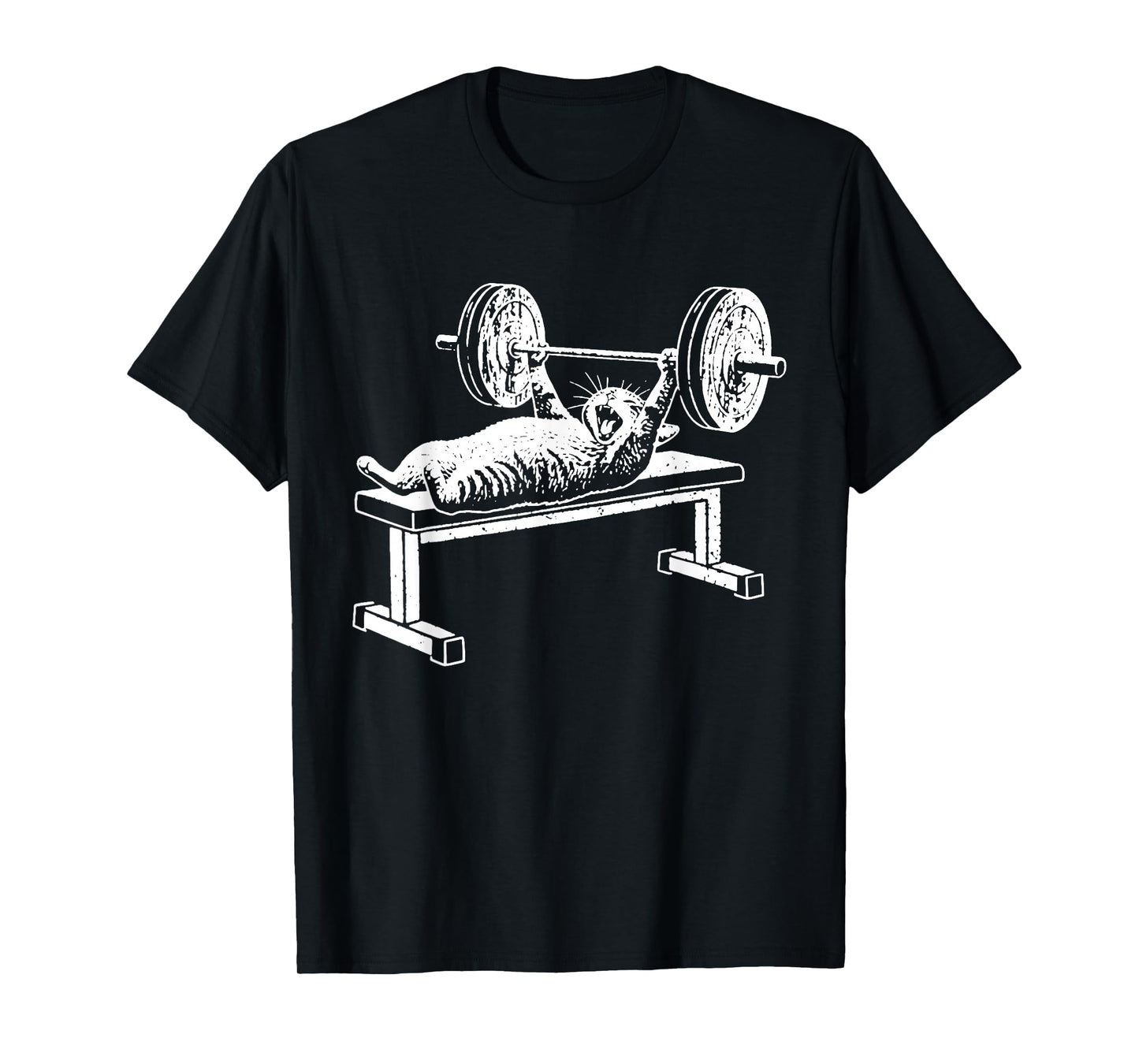 Funny Cat Gym Workout Bench Press Cat Meme Gymnastics Lover T-Shirt