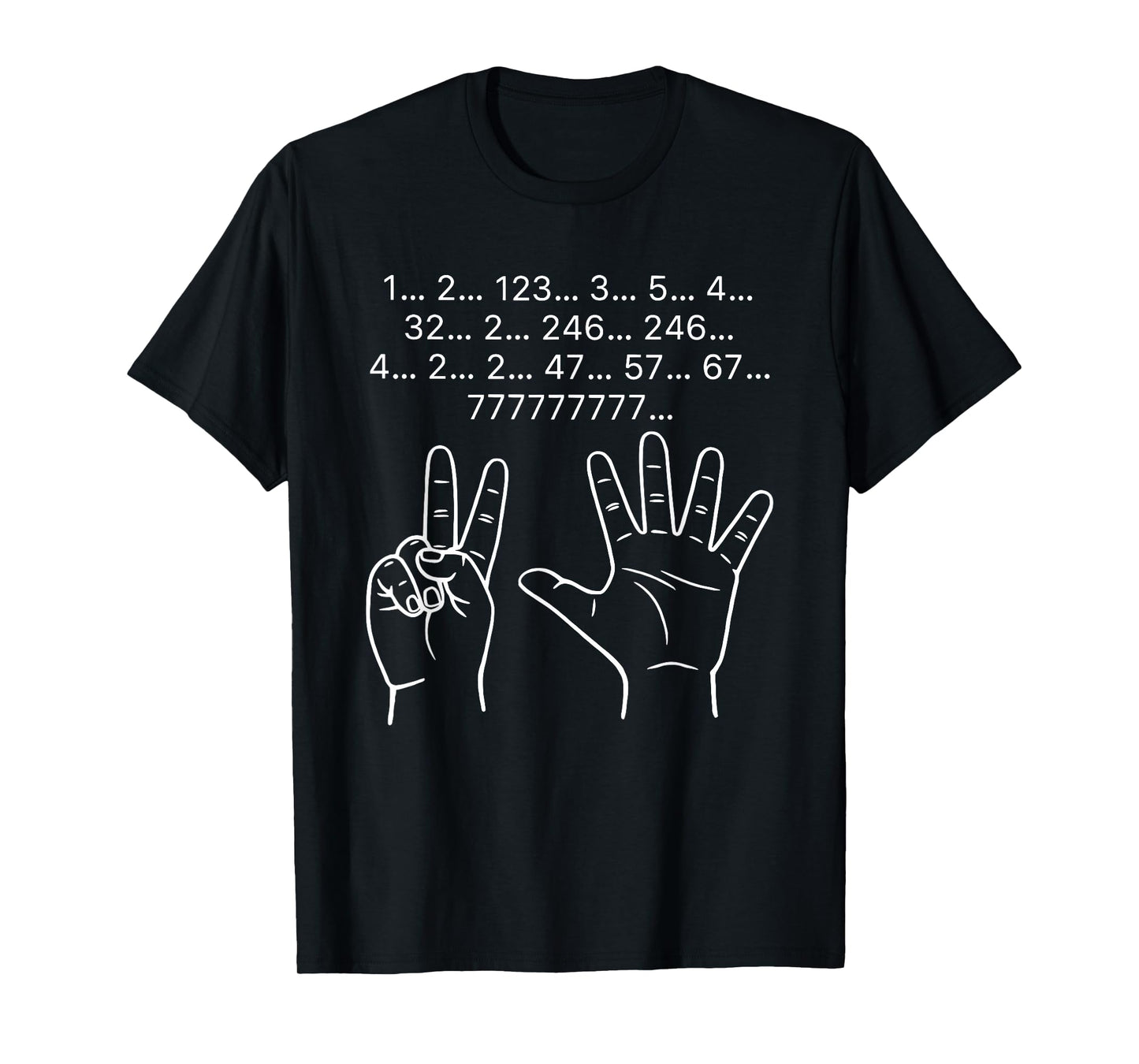 Funny Counting Fingers Brain Lag Math Humor 1 2 123 67 777 T-Shirt