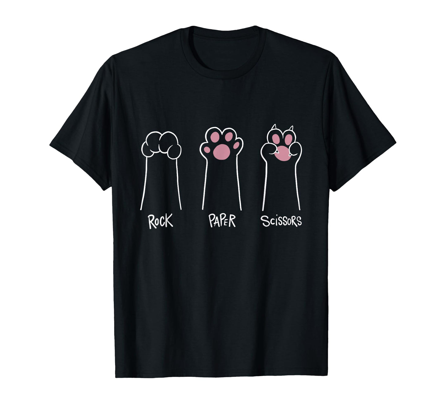 Cute Paw Funny Cat Rock Paper Scissors Hand Game T-Shirt