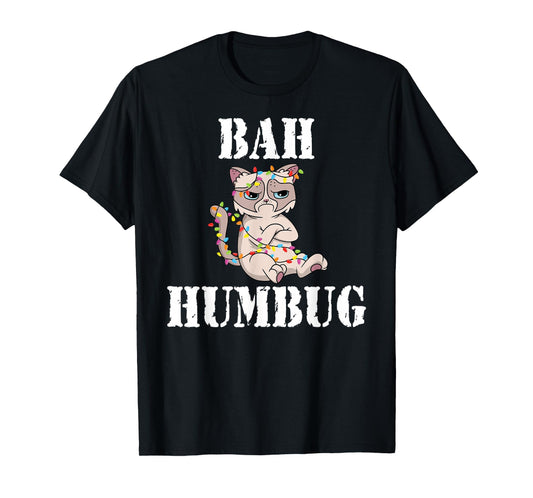 Grumpy Cat Tangled Christmas Lights - BAH Humbug T-Shirt