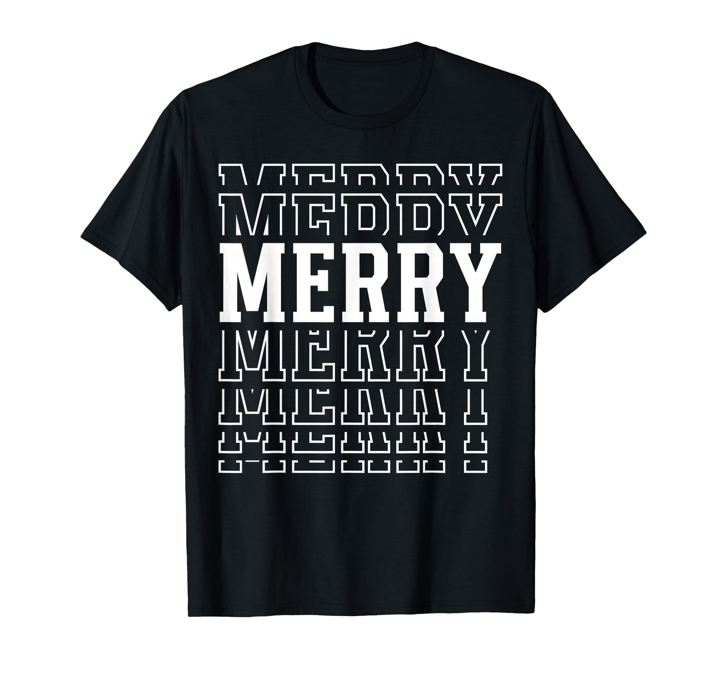 Merry Christmas Layered Text Family Santa Xmas T-Shirt