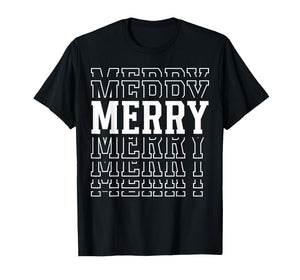 Merry Christmas Layered Text Family Santa Xmas T-Shirt