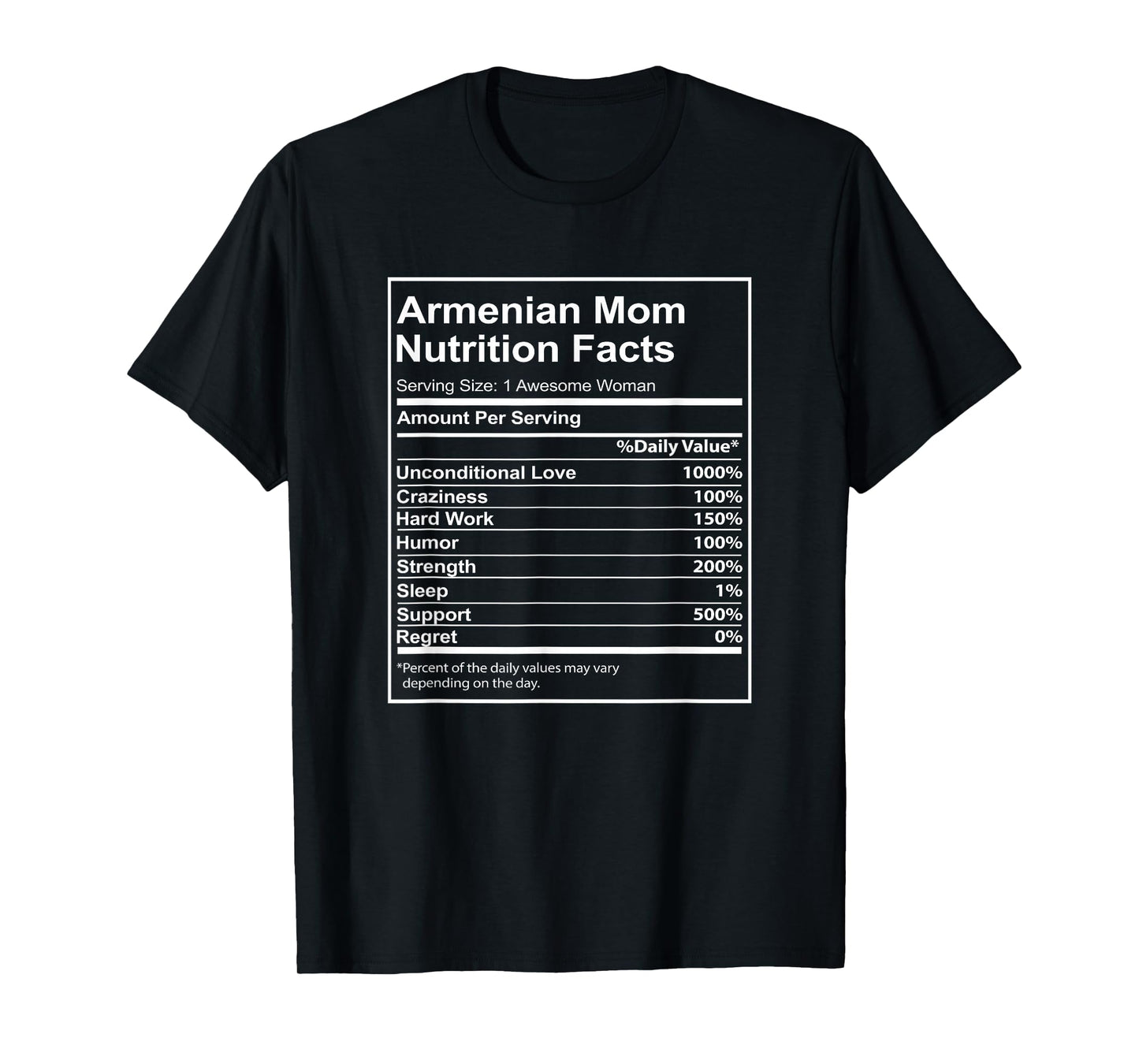 Armenian Mom Nutrition Facts Funny for Armenian Mom T-Shirt