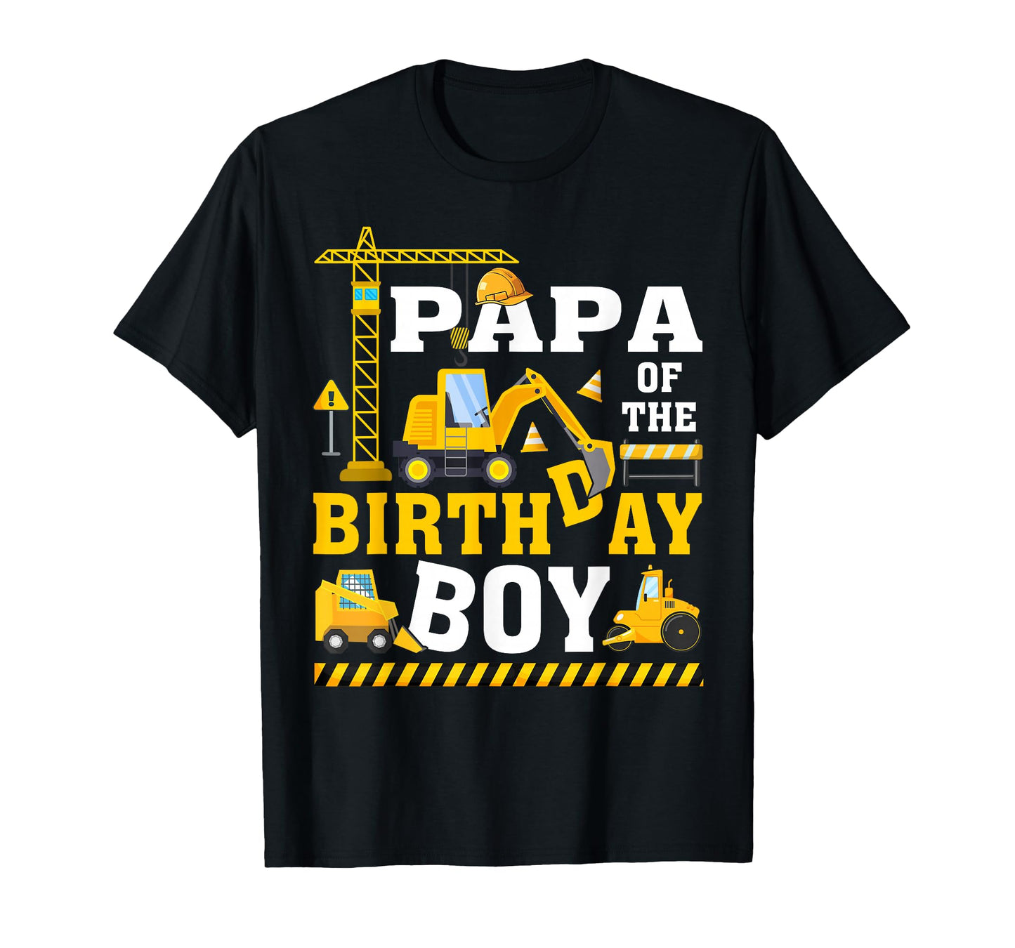 Papa of The Birthday Boy Excavator Construction Family T-Shirt