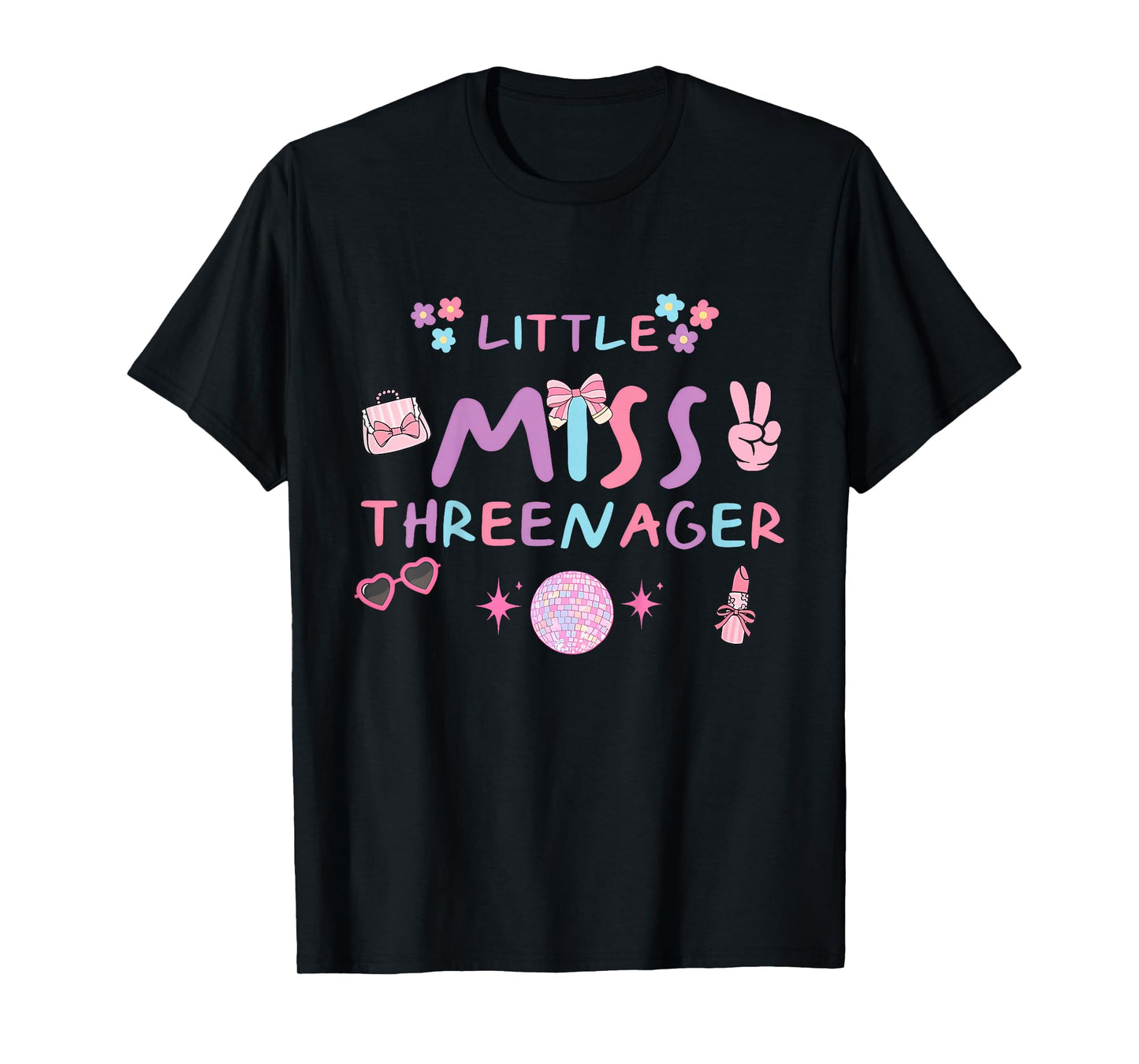 Funny Threenager Happy 3rd Bday Party Gifts 3 Years Old Girl T-Shirt