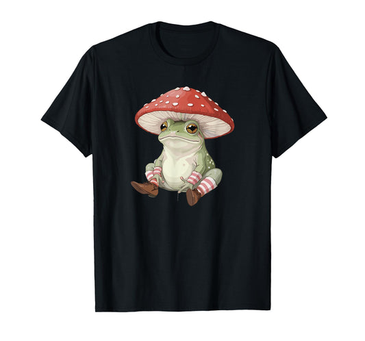 Frog Mushroom Forest Nature Aesthetic Cottagecore T-Shirt