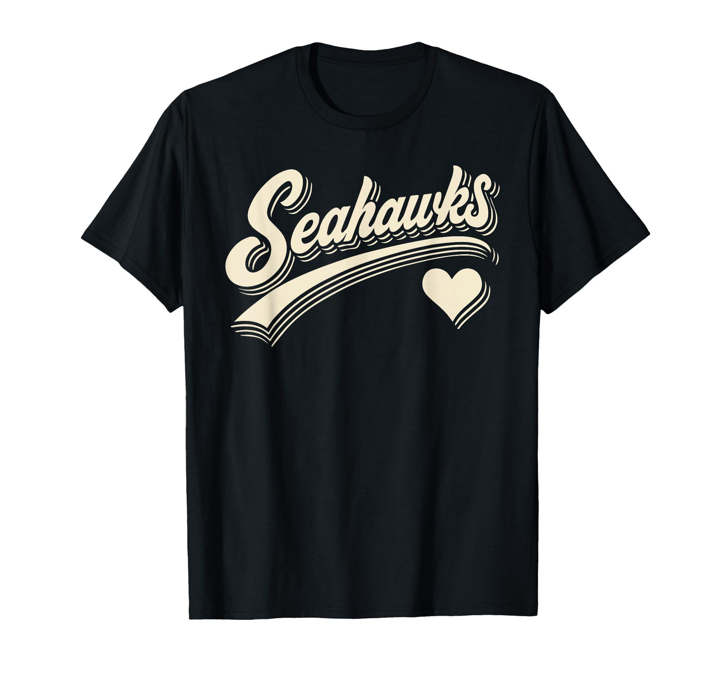 Retro Seahawks Name Heart Script Gift for Men Women Kids T-Shirt