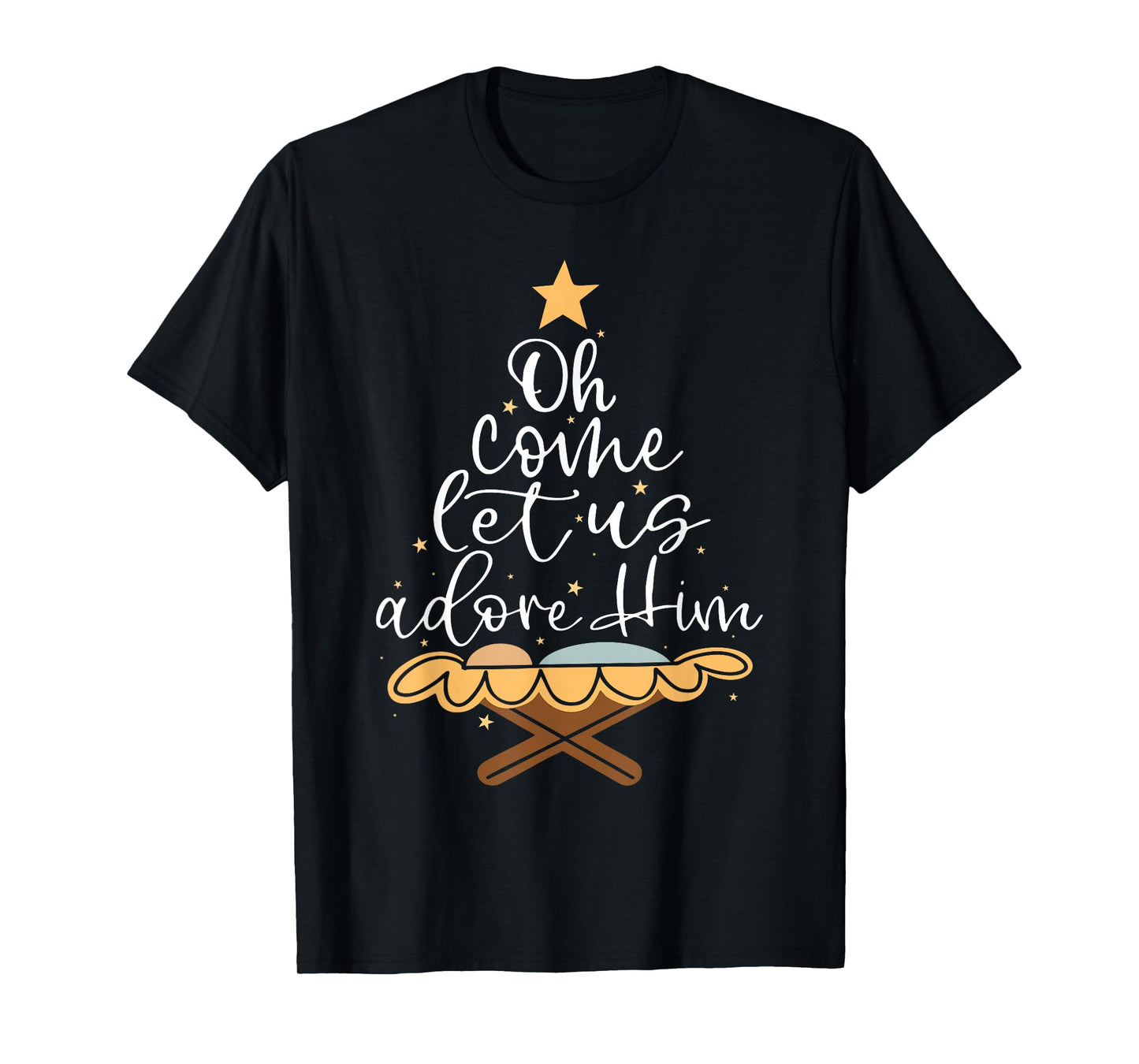 Oh Come Let Us Adore Him Christian Jesus Christmas Pajamas T-Shirt