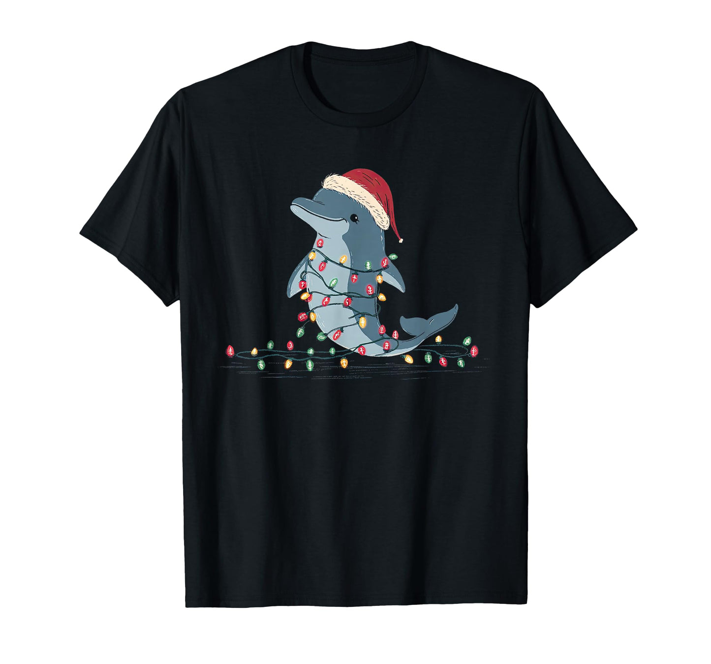 Funny Dolphin Christmas Graphics Animal Lights Lover T-Shirt