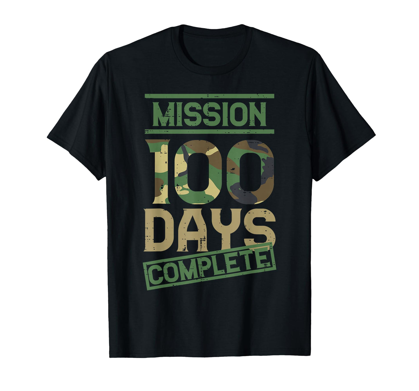Mission 100 Days of School Complete Camo 100th Day Boys Kids T-Shirt
