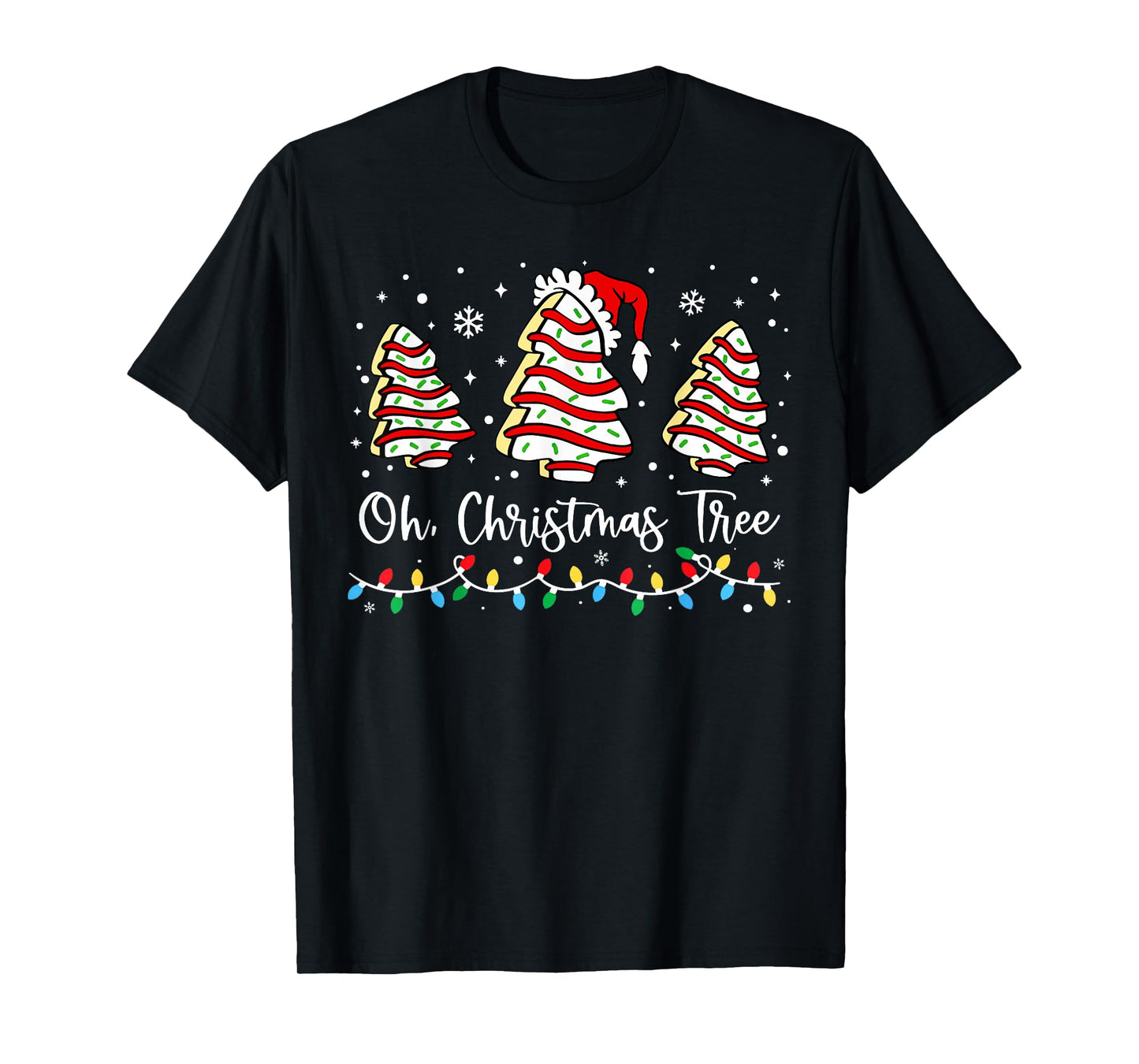 Funny Christmas Tree Snack Cake Light Santa Hat Xmas T-Shirt