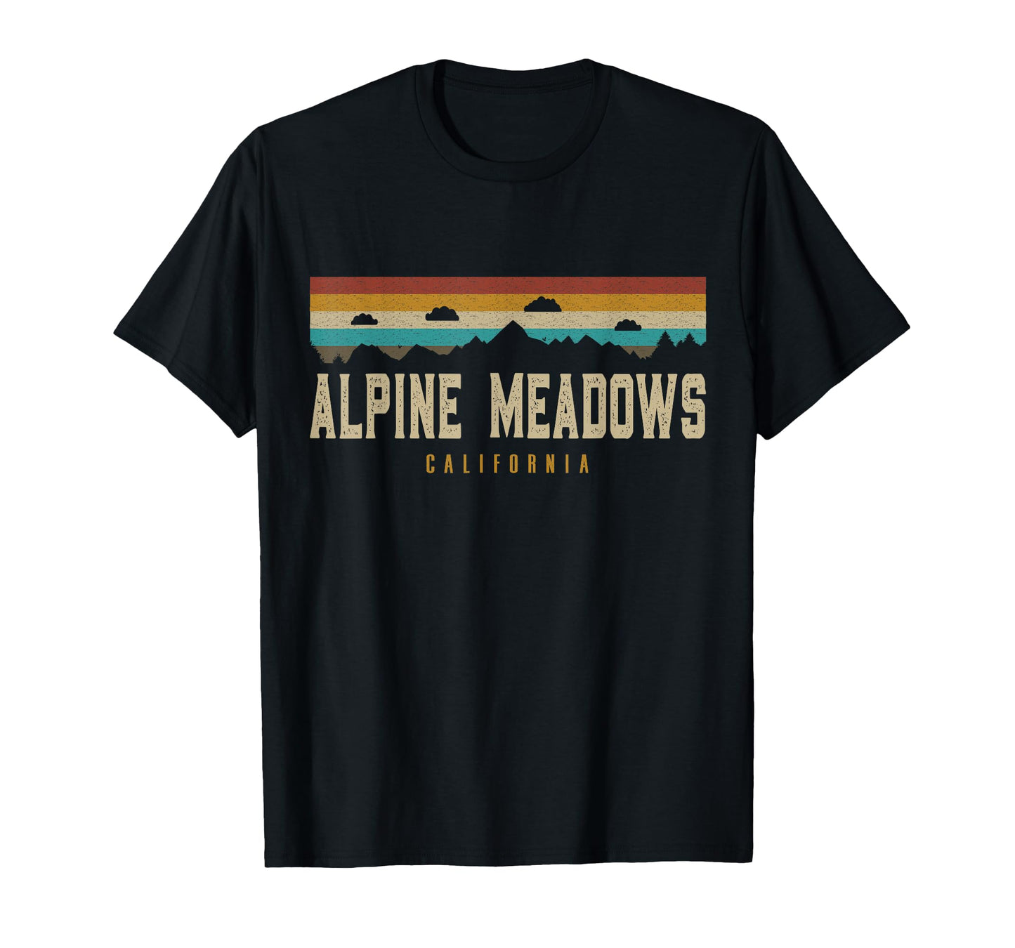 Alpine Meadows Mountains California Hiking Outdoors Retro T-Shirt