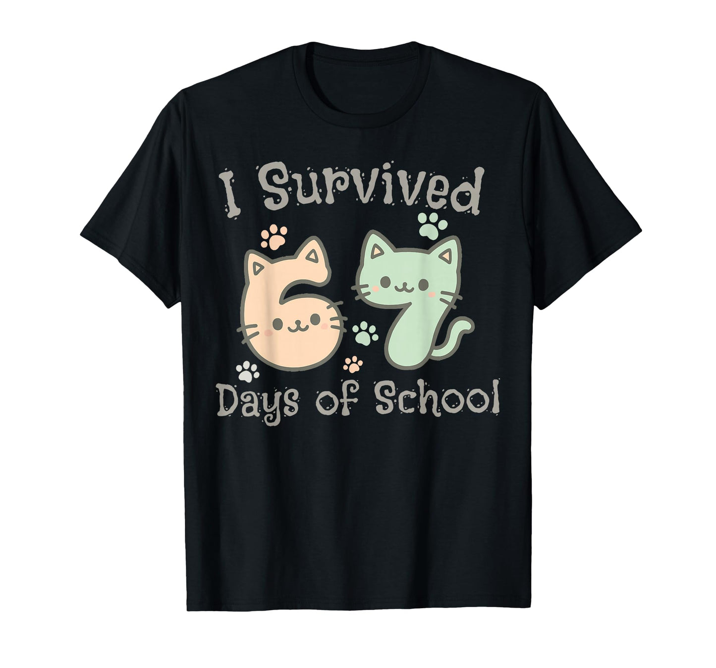 Cute Cat I Survived 67 Days of School Teachers Students T-Shirt
