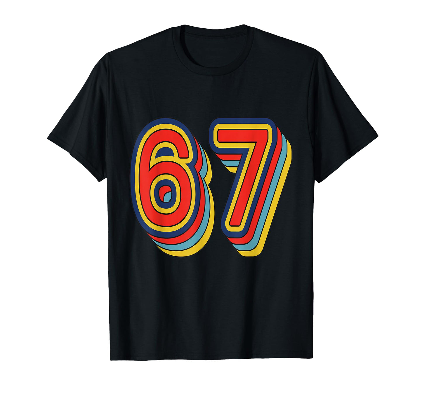 #67 Retro Graphic Outline Number 67 Sports Fan Jersey Style T-Shirt