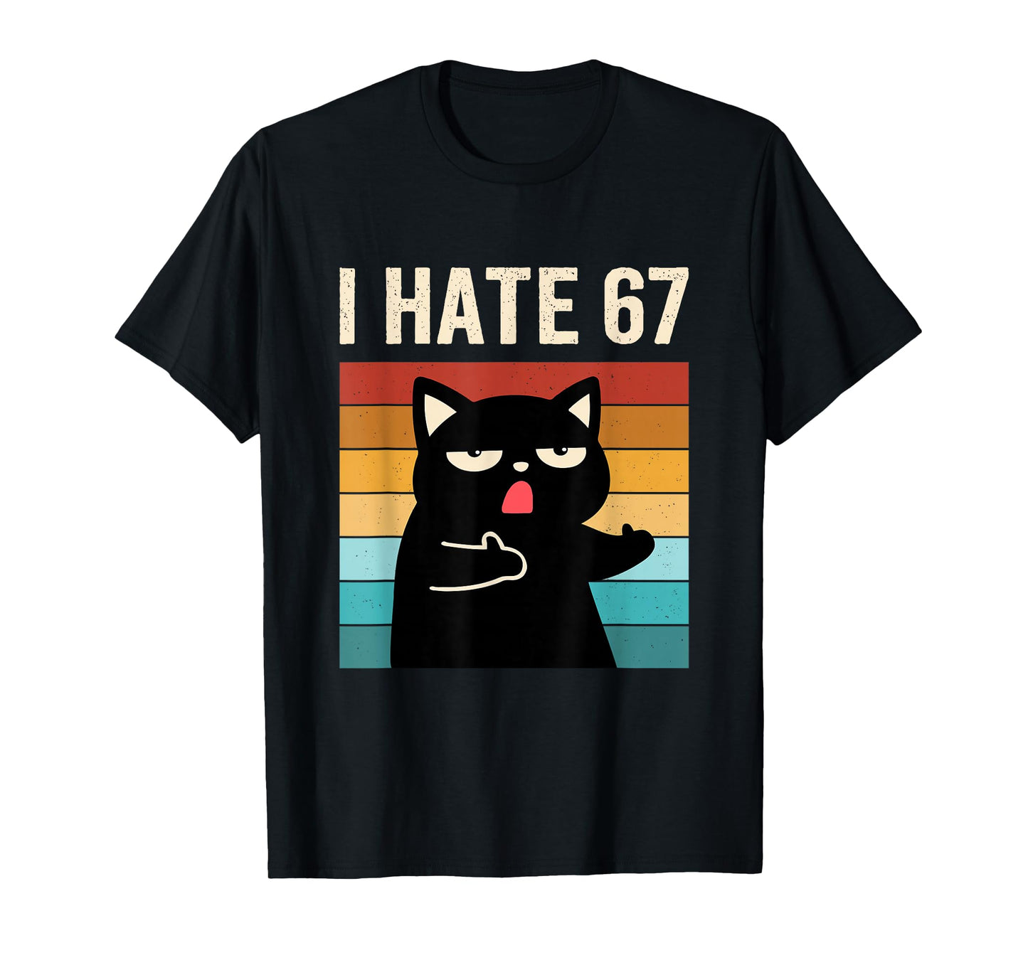 I Hate 67 Meme with Cat Anti 6 7 Tee Funny Six Seven Slang T-Shirt