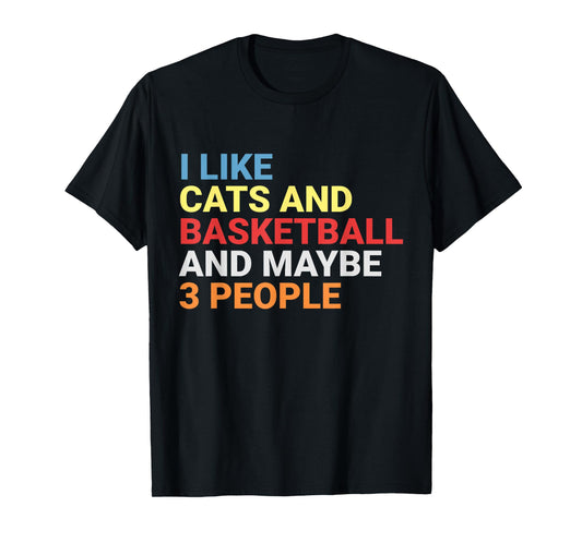 Retro I Like Cats and Basketball Lover Funny Cat T-Shirt