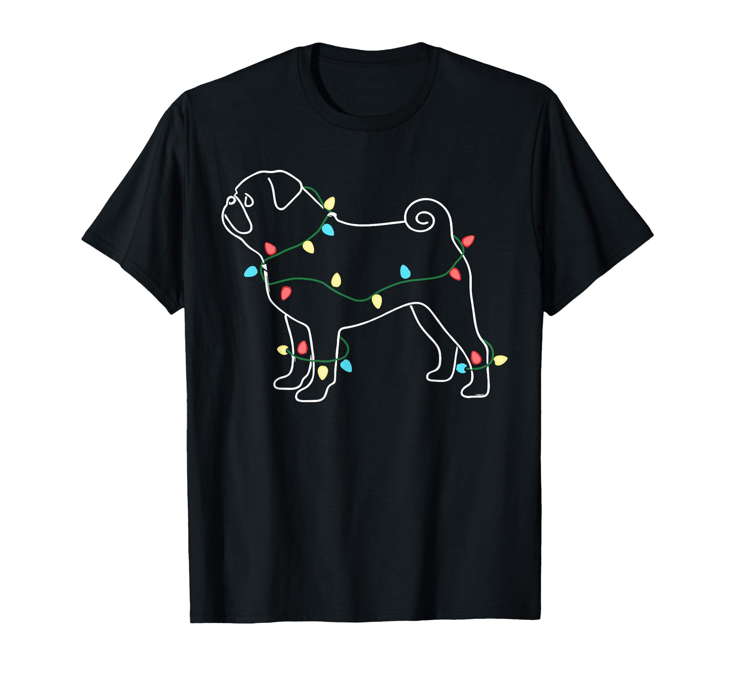 Funny Pug Dog Christmas Outfit, Pug Christmas Lights T-Shirt