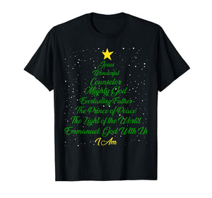 Christian Christmas Jesus Bible Names Xmas Tree Shaped T-Shirt