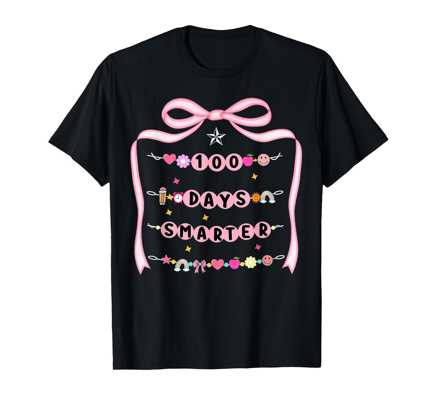 100 Days of School 100 Days Smarter Coquette Bow Girls Boys T-Shirt