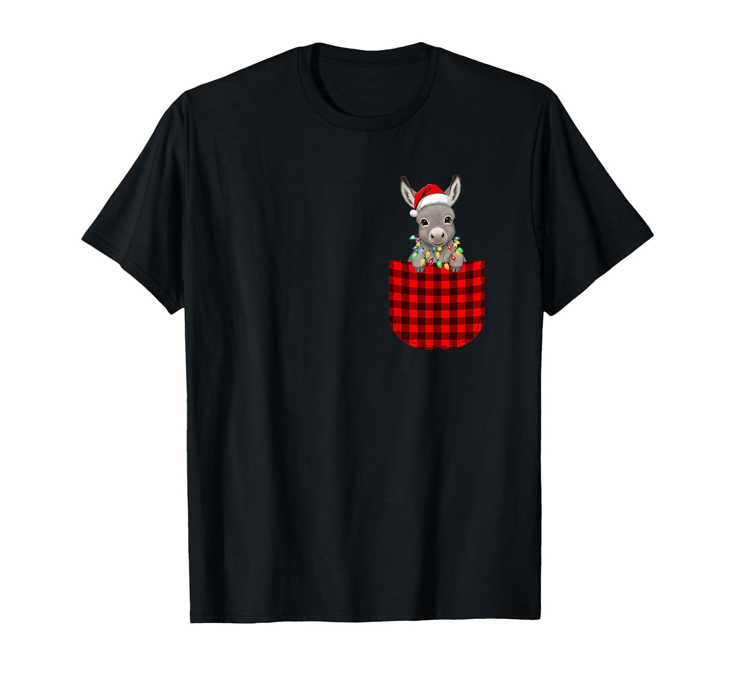 Donkey Buffalo Red Plaid Pocket Christmas Funny Men Women T-Shirt