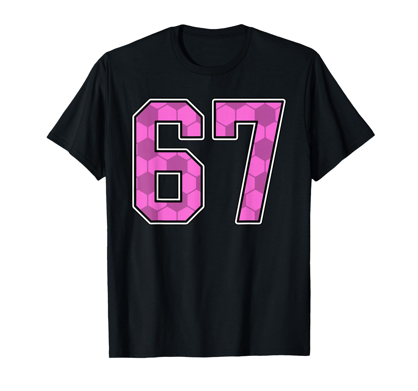Pink Soccer Pattern Number 67 Jersey Player Uniform #67 T-Shirt