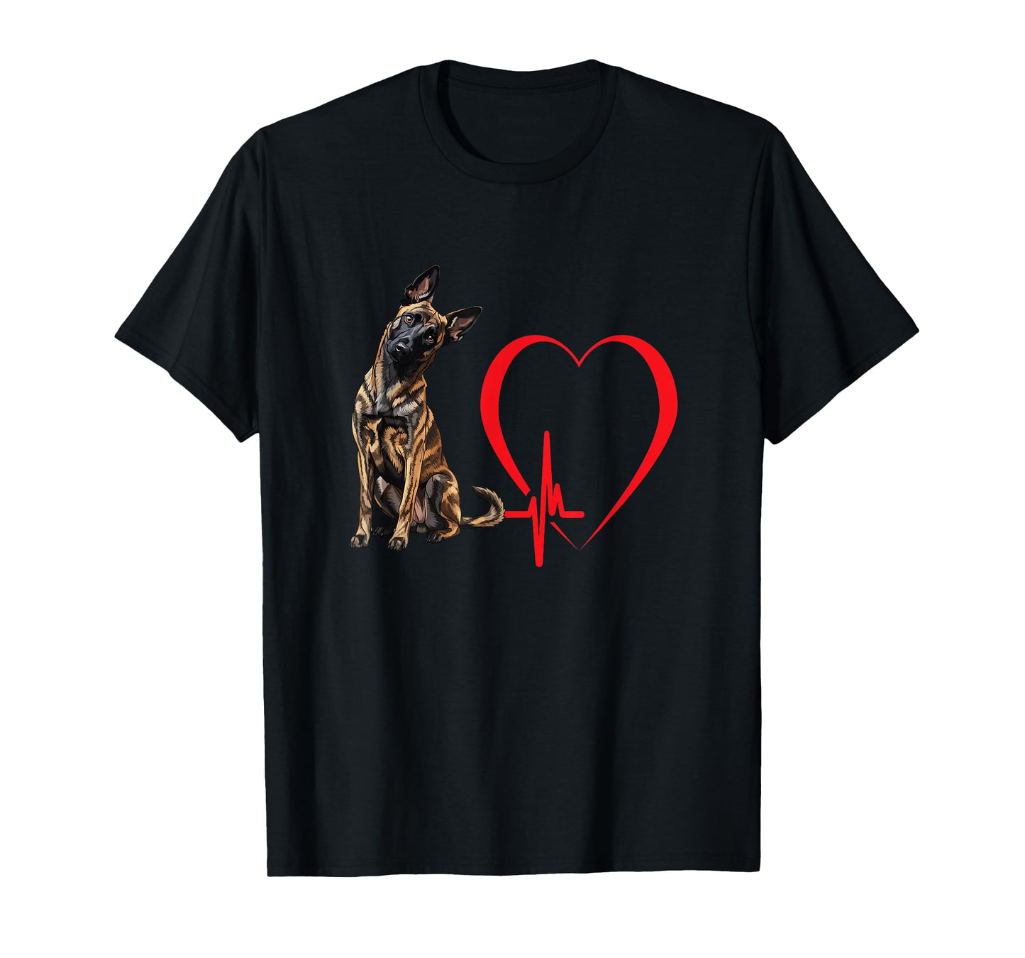 Dutch Shepherd Heartbeat EKG Funny Dog Owner Art T-Shirt
